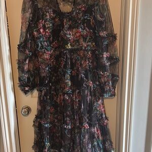 Chic Sheer Floral Dress with Ruffles